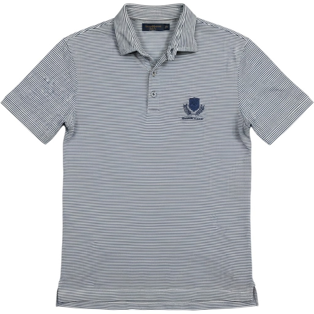 Dunning Golf Polo Shirt Striped 29 Masters Classic Logo Men Sz XL Graphic Print